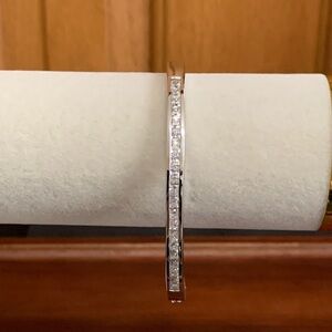 Silver tone rhinestone hinge bracelet